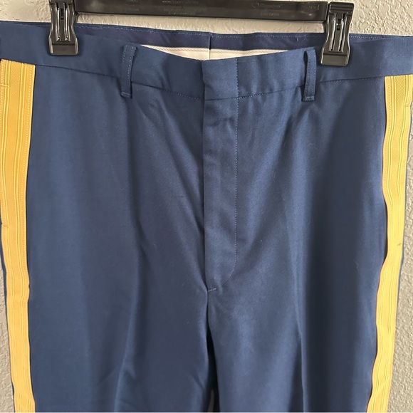 NWT Military Ceremonial Dress Trousers Men’s 36R Navy Wool Blend Gold Stripe - Picture 2 of 9